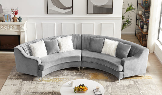 Mist Velvet Curved Sofa - CIR Designs