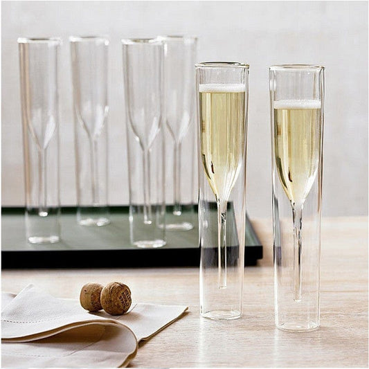 Champagne Glass  Double Wall Glasses Flutes Goblet - CIR Designs
