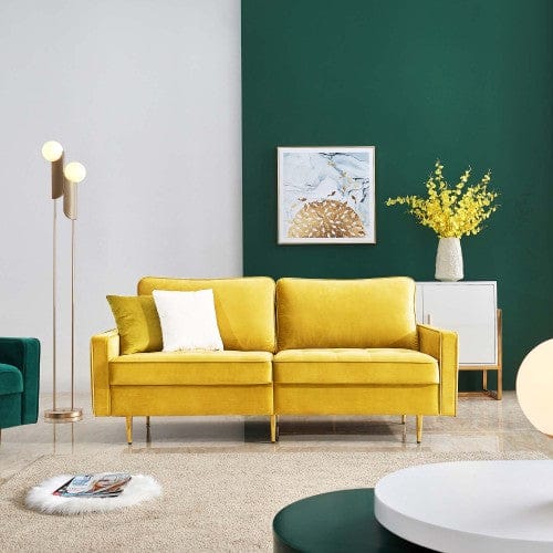 Velvet fabric sofa 71" - Yellow - CIR Designs
